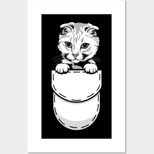 Funny Scottish Fold Pocket Cat Posters and Art